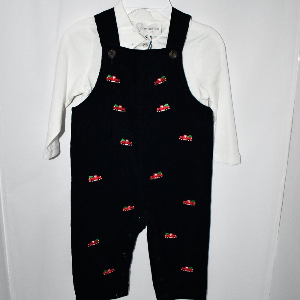 Adventurewear 360 Baby Embroidered Red Truck Corduroy Long Sleeve Jumpsuit 12 MO